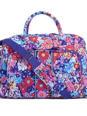 VERA BRADLEY Impressionista Weekender Travel Bag Tote Luggage, pink/purple/y2k